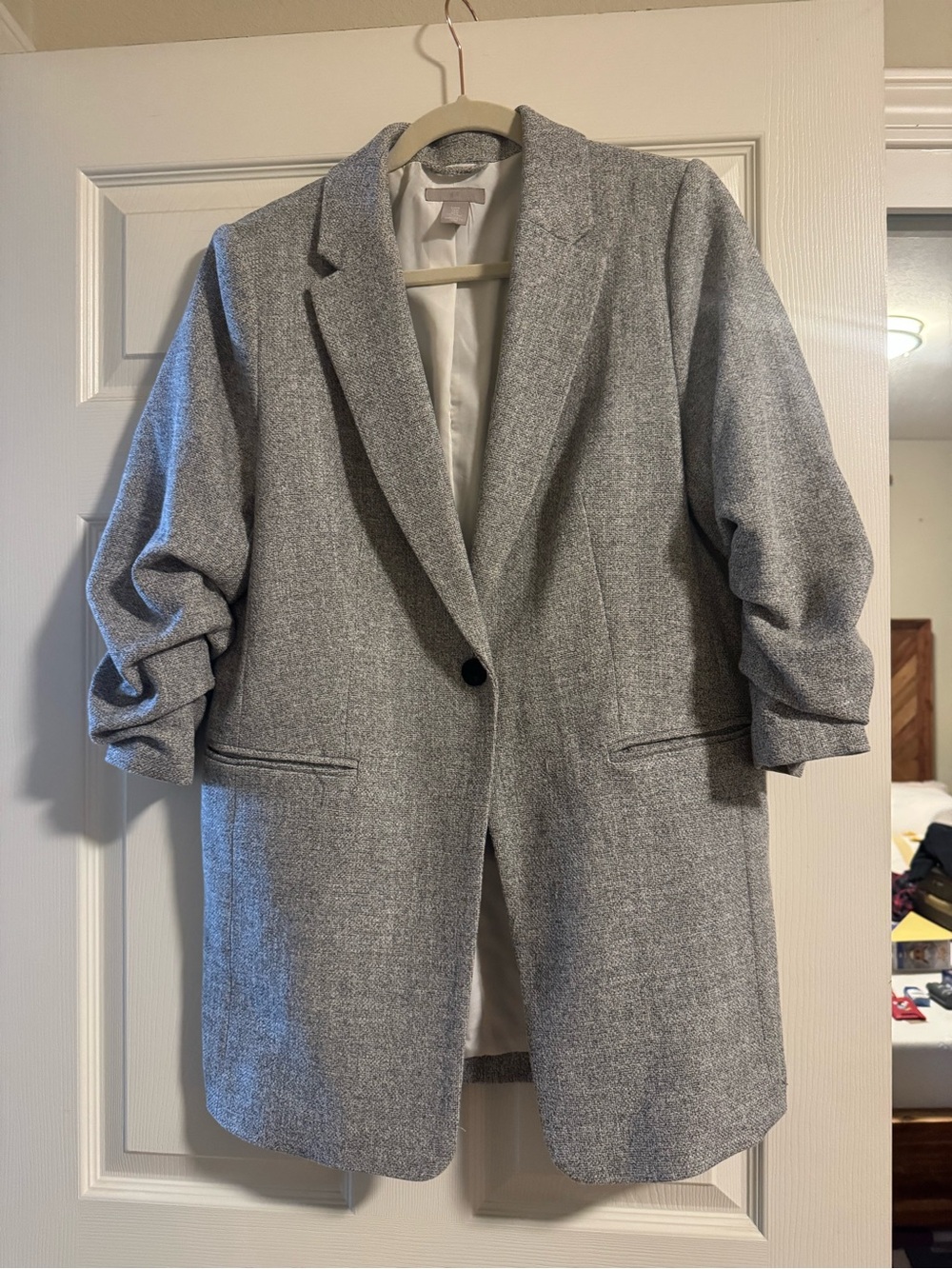 H&M Light Gray Single-Button Blazer Jacket